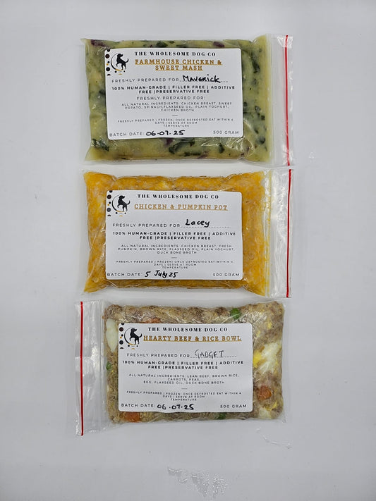!NEW! TRIAL PACK (3 X 200GR )PACKS (1 OF EACH FLAVOUR) FROZEN 600GR